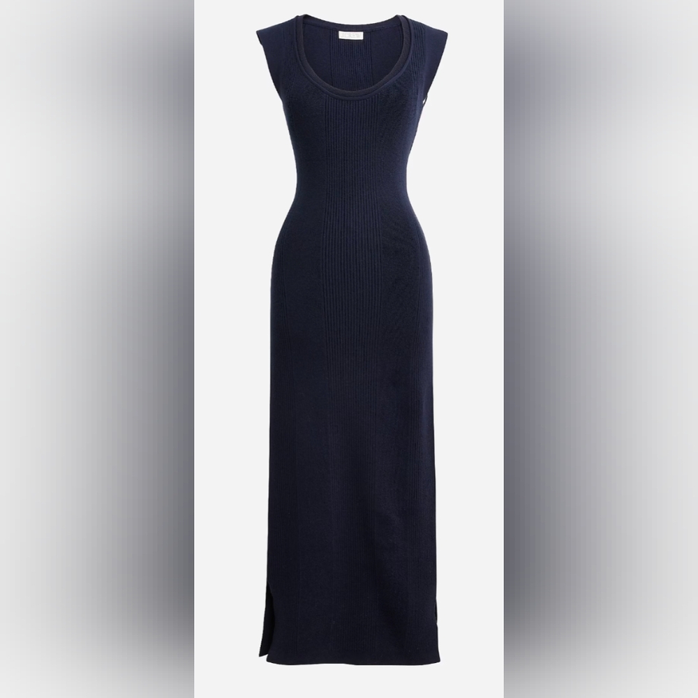 NWT Women's J Crew Sleeveless Ribbed Sweater Dress Navy Blue Size Large